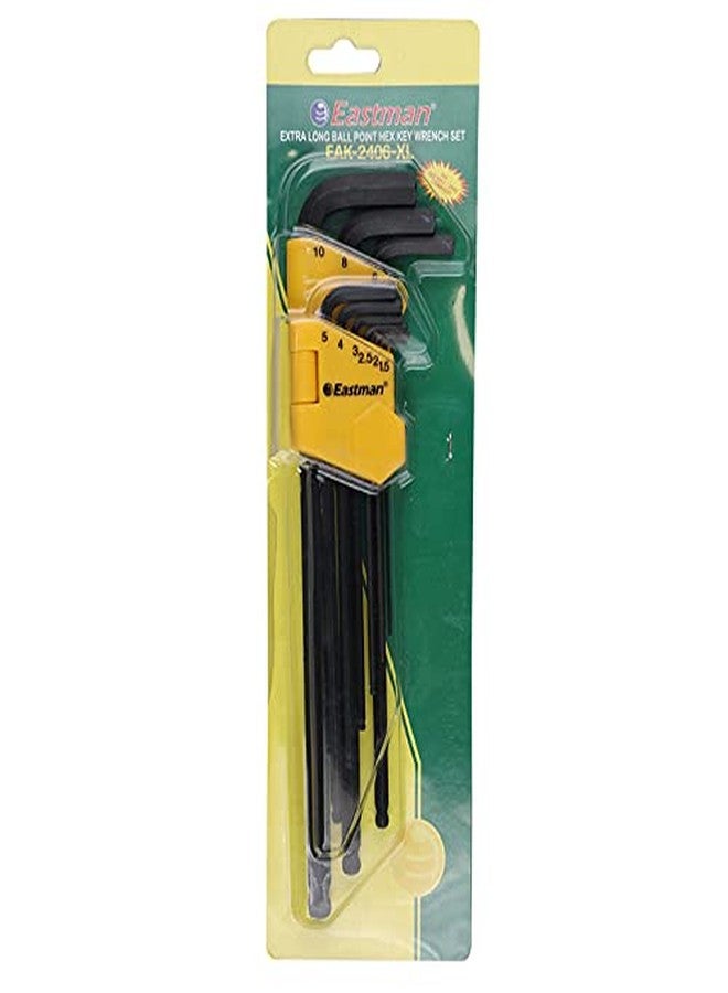 إيست مان مجموعة مفاتيح ألين سداسية من إيستمان، 9 قطع، من 1.5 إلى 10 مم، نمط قصير، فولاذ كروم فاناديوم، رؤوس مشطوفة، طلاء أسود - EAK-2406 - Image 3